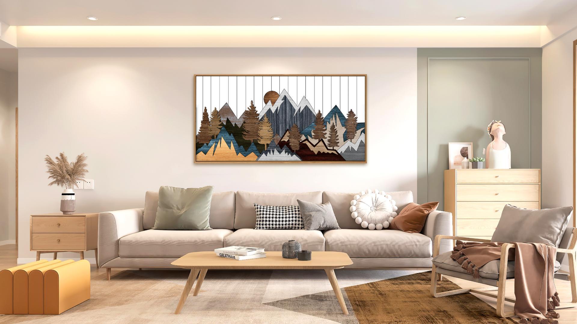 ウッドウォールアート(930×480・2) Amazon.com: CHDITB Framed Wood Mountain Wall Art, 20